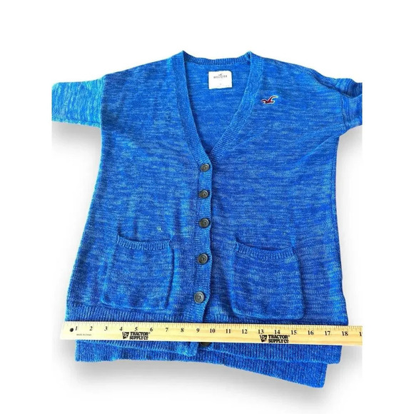 Hollister Women's Blue Knit Long Line Open Front Cardigan Sweater Size Small - Picture 12 of 13